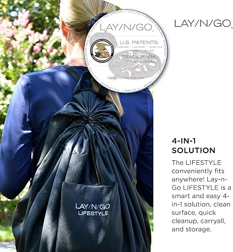 Miniatura 8 de Lay-n-Go Organizador portátil 2 en 1 de almacenamiento de juguetes con cordón y tapete de juego para habitación y viajes, hecho para niños y niños