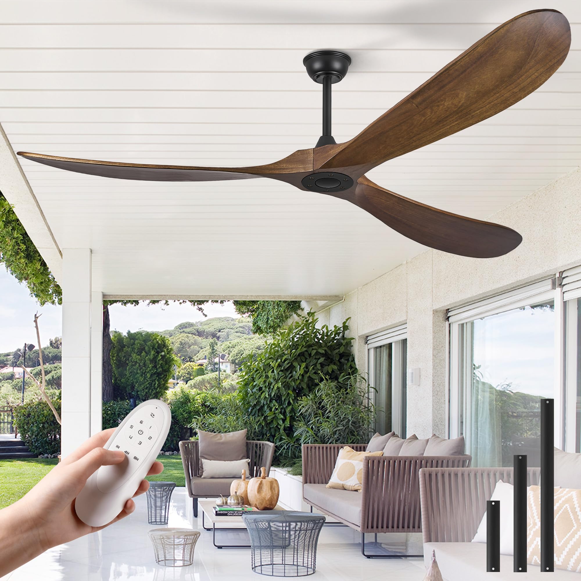 Haipeel 72 Inch Wood Ceiling Fan No Light