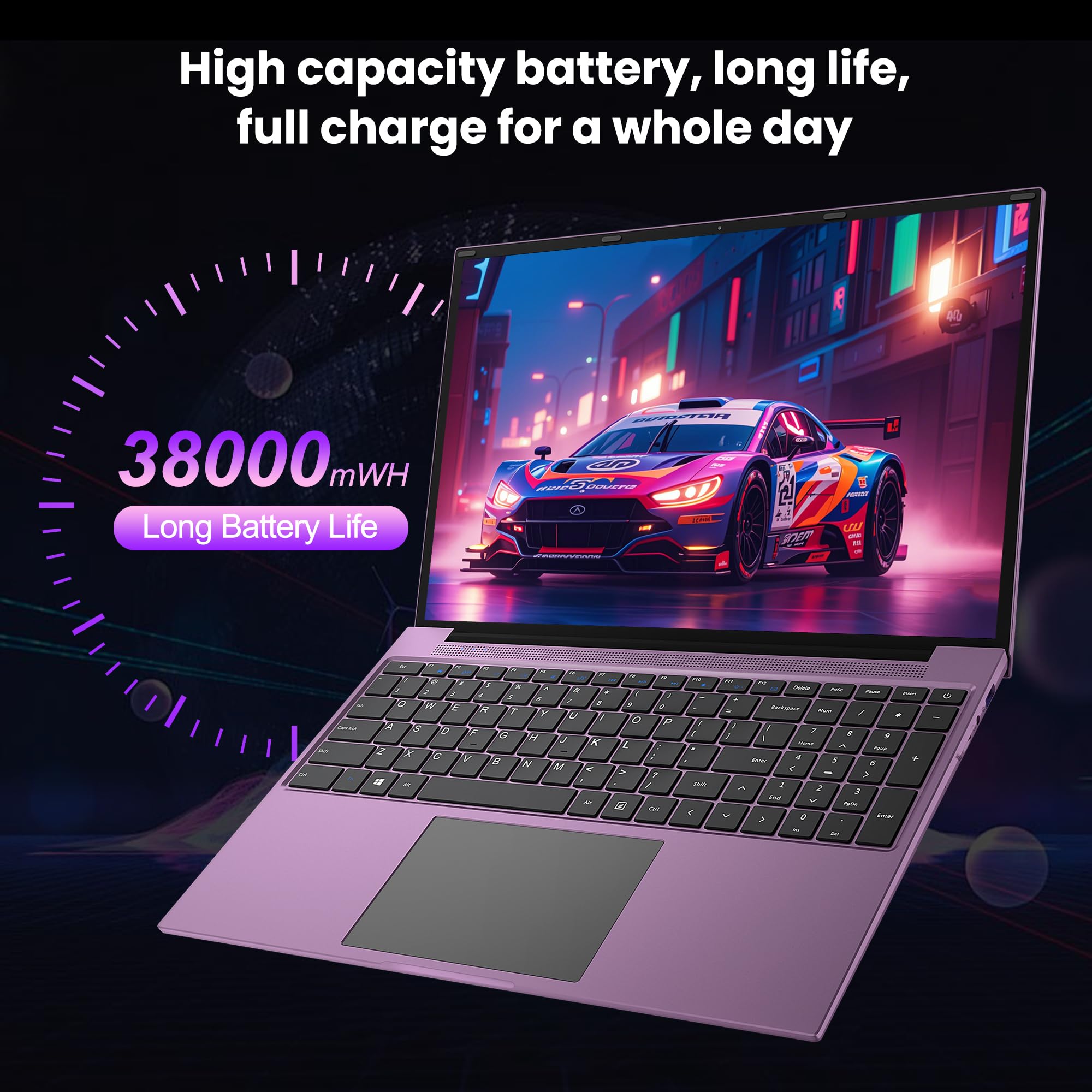 jumper 16 Zoll Laptop 16GB RAM 1152GB SSD für Unternehmen und Studenten | IPS 1920x1200 Display, TF Erweitern 512GB, N150(3,6 GHz), 2 Stereo-Lautsprecher, USB 3.0/Mini HDMI/38Wh Akku (Lila)