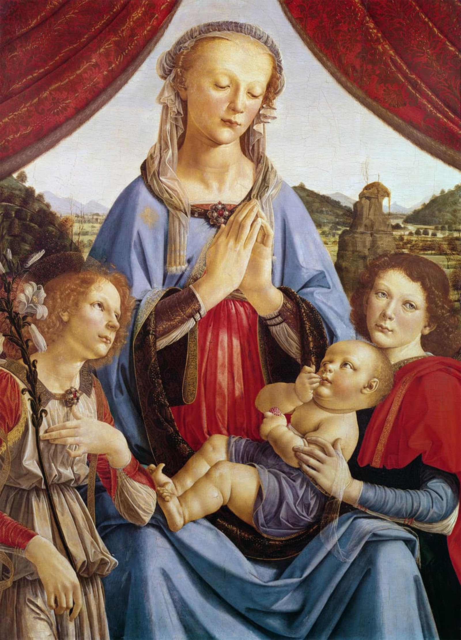 POSTERIIk Famous Print Pop Art Wall Art Graffiti the Virgin and Child with Two Angels's by Andrea Del Verrocchio Art Prints for Home Decor 60x90cm
