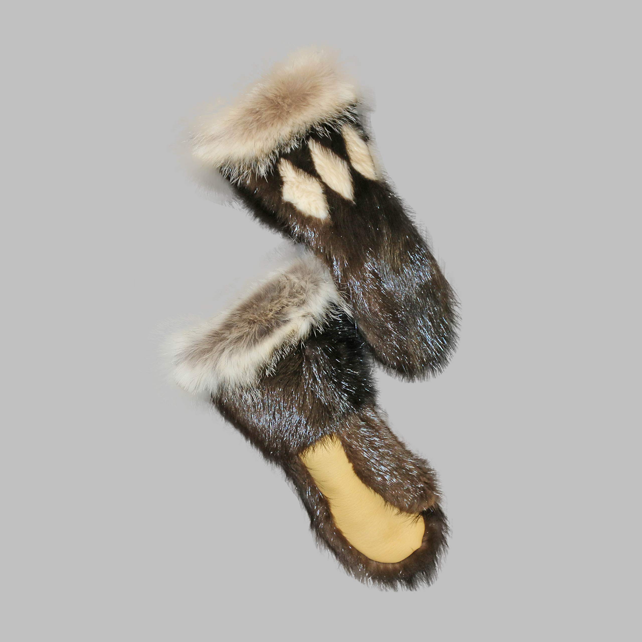 Glacier Wear Alaska Musher Mittens - Natural Beaver & Badger Fur (Mens)