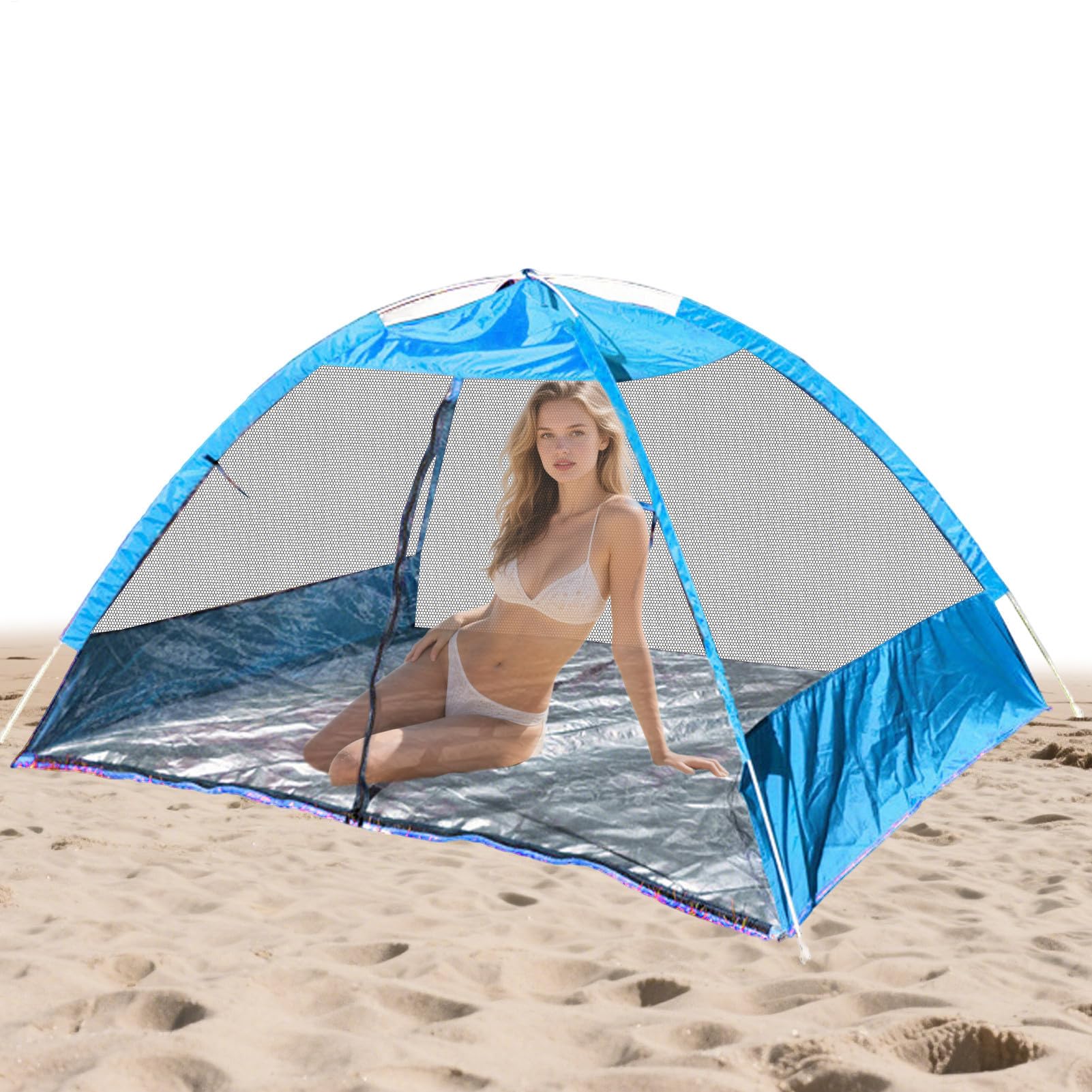Baldacchino da spiaggia, da spiaggia UPF 50, parasole impermeabile con protezione UV, parasole leggero per 2, 3, 4 persone, per in famiglia, viaggi, accessori da | Ombrellone Portatile con Protezione UV per 3/4 Persone per Vacanze Estive Patio Viaggi All'