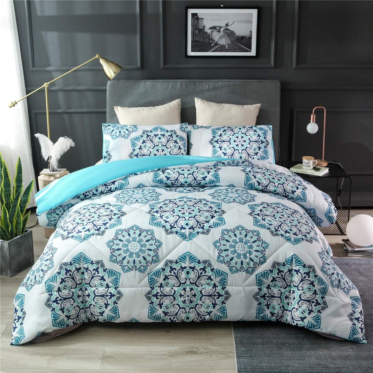 Bohemian mandala comforter set blue