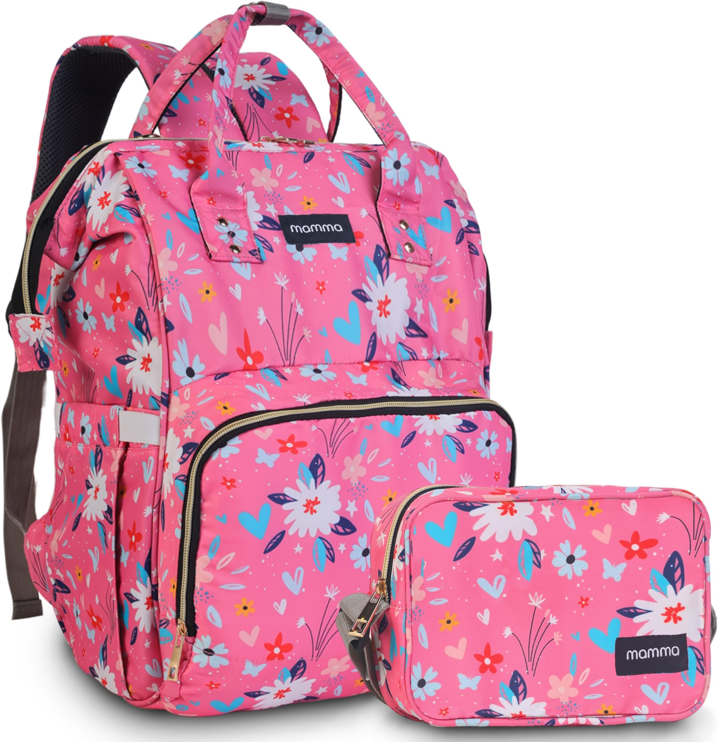 MAMMA Diaper Bag for Mothers for Travel | Baby Bag for Mother Travel, Diaper Bags for Mom and Hospital Bag for Delivery Women Includes Small Diaper Handbag for Day Outings with 9 Month Warranty