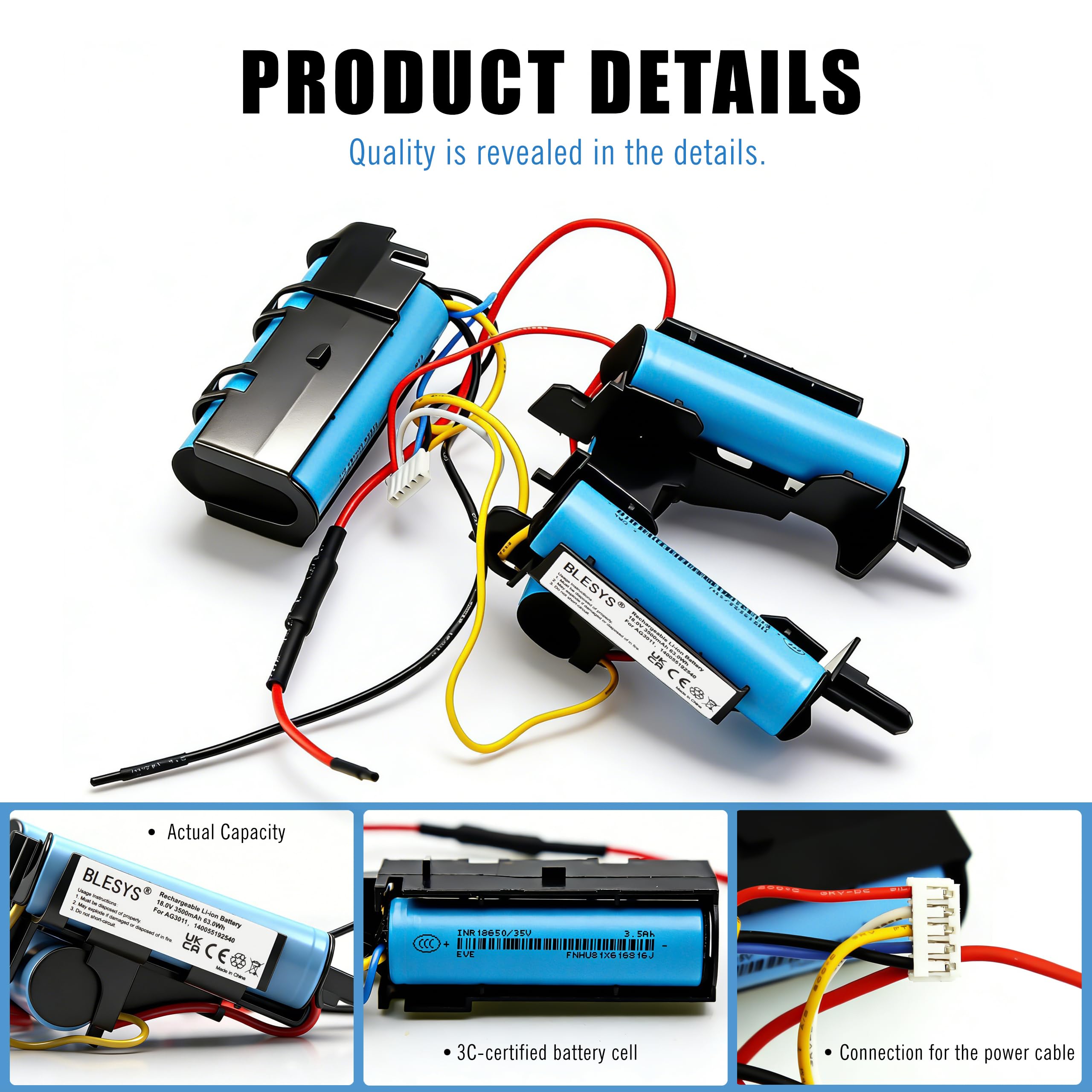 BLESYS 18 V 3500 mAh akumulator do Electrolux AEG CX7 CX7-2-45AN CX7-2-35RM CX7-35WR CX7-2-45MÖ AG18 Plus AG3011 AG3012 AG3013 AG3014G AG3015SW AG3211 1 AG322 AG12 AG3213