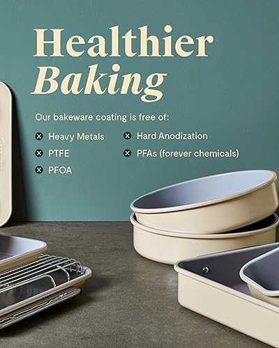 Miniatura 7 de Caraway Sartén cuadrada de cerámica antiadherente de 9 pulgadas, revestimiento de cerámica naturalmente resbaladizo, no tóxico, libre de PTFE ni