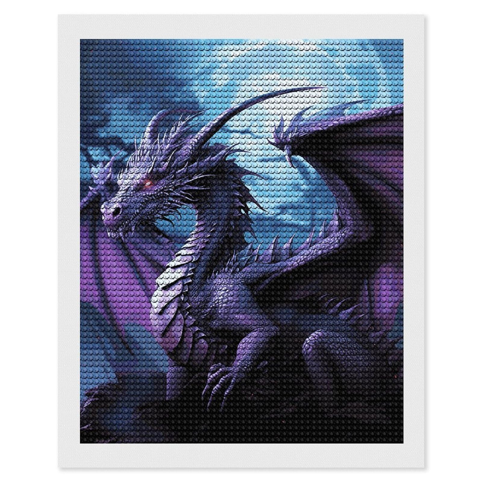 DWVTSLH Purple Dragon Purple Moon Diamond Painting Kits for Adults, Personalized Diamond Photo Art Full Drill, DIY 5D Diamond Art Painting Kits for Beginners, Home Wall Decor 16"x20"