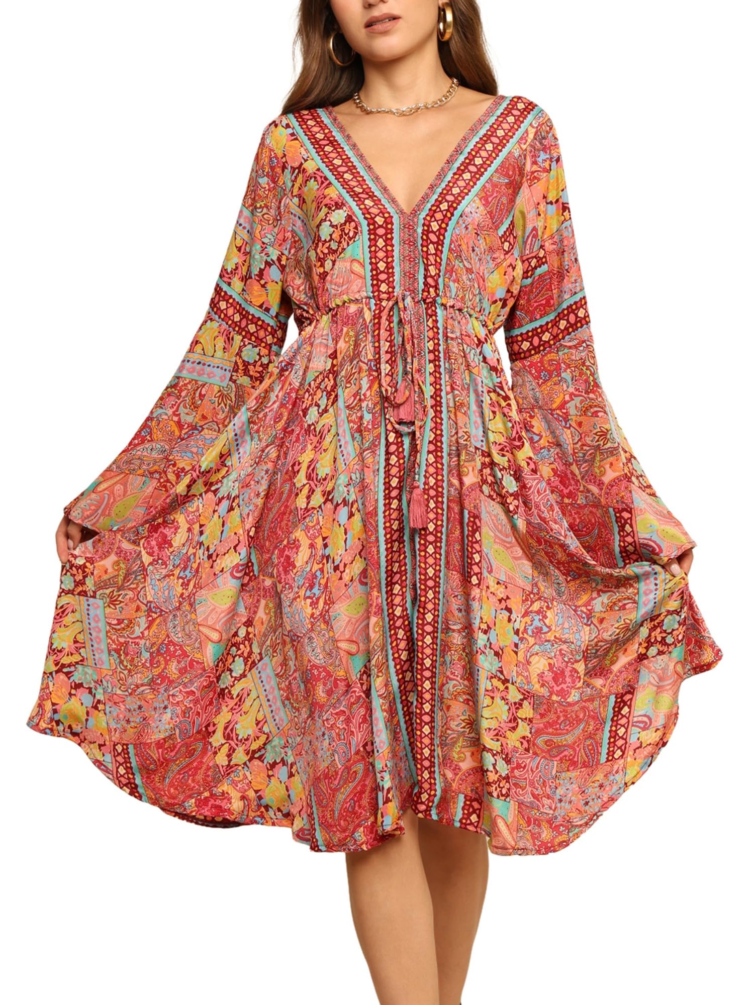 ke kanhaexports KE KANHA EXPORTS Women Beach Dress|Boho Wear|Border Print Dress-picture-31