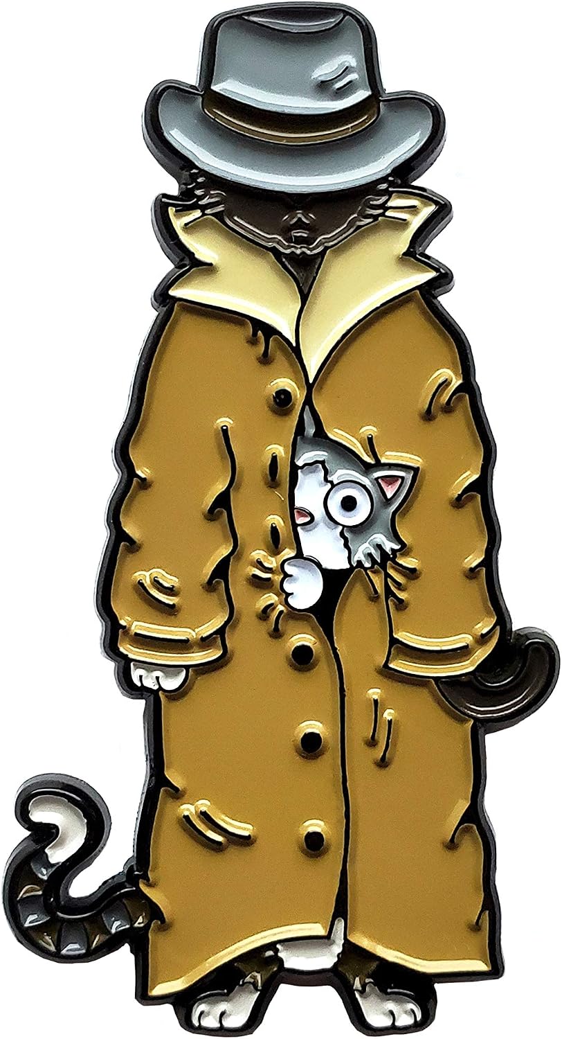 Kolorspun 3 Cats in a Trench Coat Enamel Lapel Pin