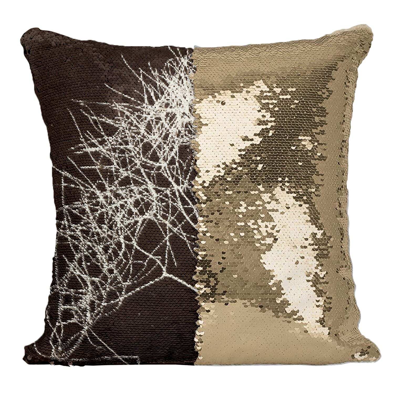 Housse sequin paillettes doré coussin plante original magique réversible chic