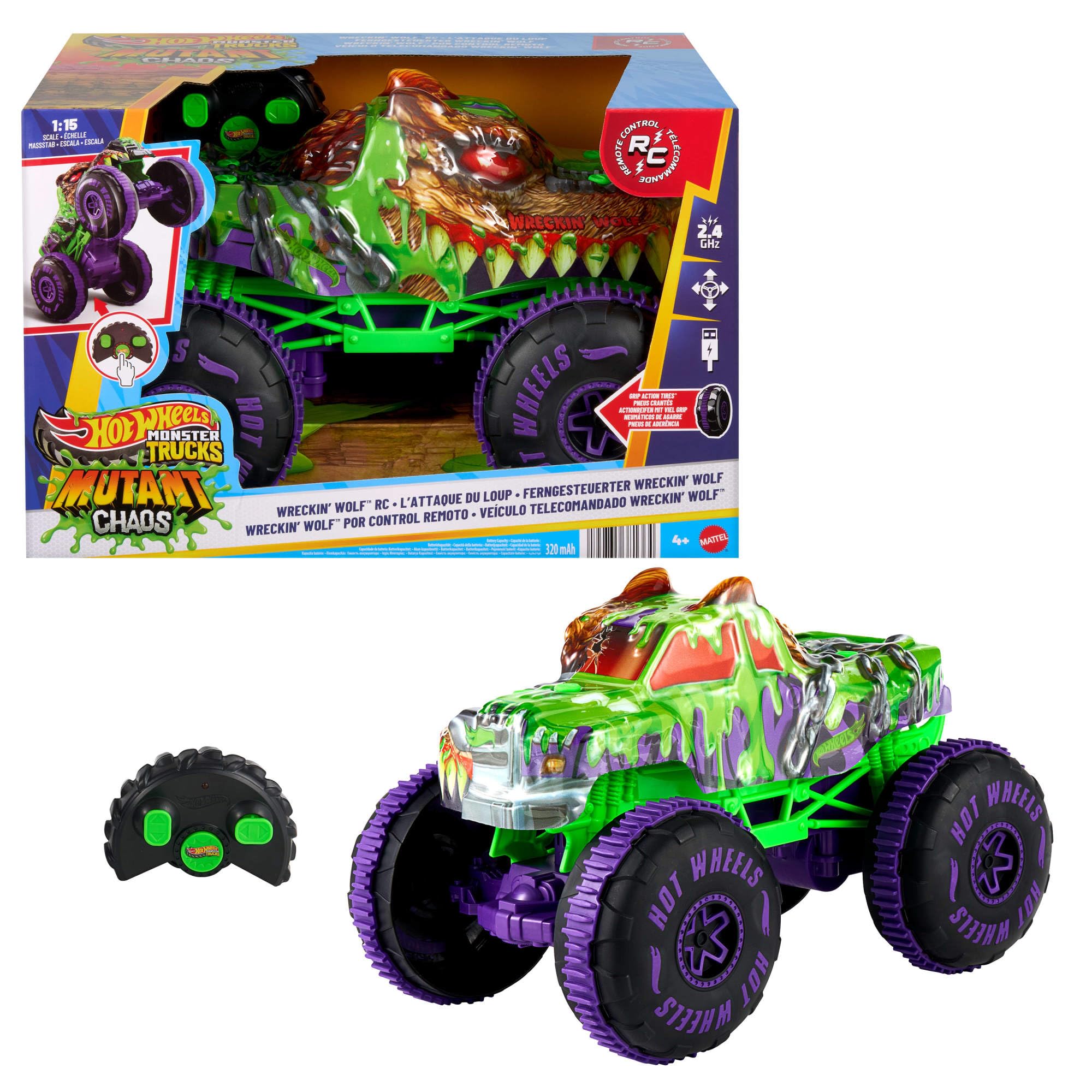 Hot Wheels Monster Trucks Mutant Chaos Wreckin’ Wolf RC Fahrzeug