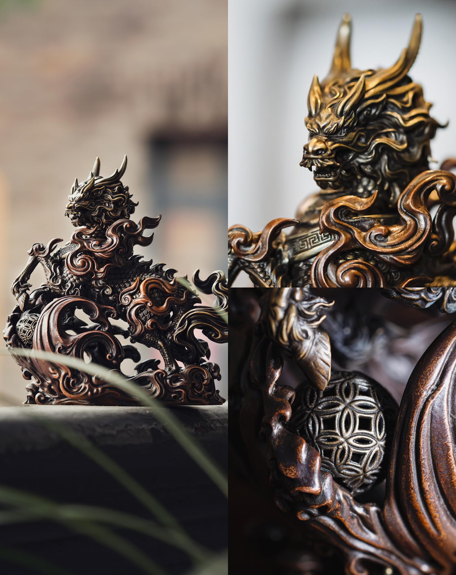 Amazon.co.jp: COPPERTIST.WU 麒麟 置物 キリン シルバー925 青銅 