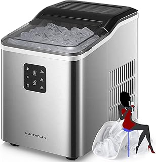 Ice Maker Machine Stainless Steel, Dual Ice Sizes, 13kg 24 Hrs, Self-clean Countertop Ice Cube Maker for Home, 9 Ice Cubes Ready in 6 Minutes, LED Display, 2.3L with Ice Scoop & Basket, No Plumbing