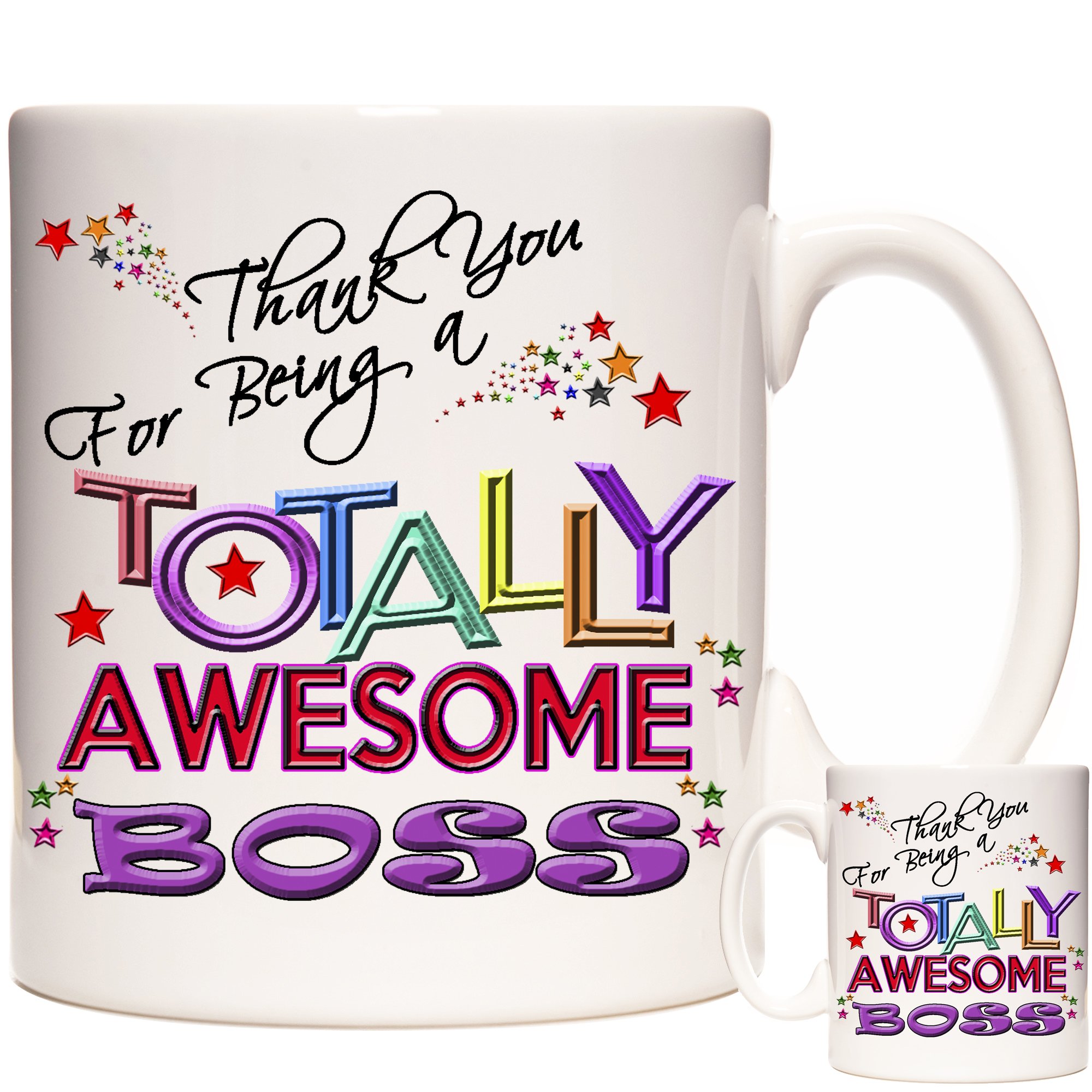 Kazmugz White Boss Gift Mug, Thank You For Being A Totally Awesome Boss. Gift For The Boss For Birthday, Christmas, Retirement Or Celebration