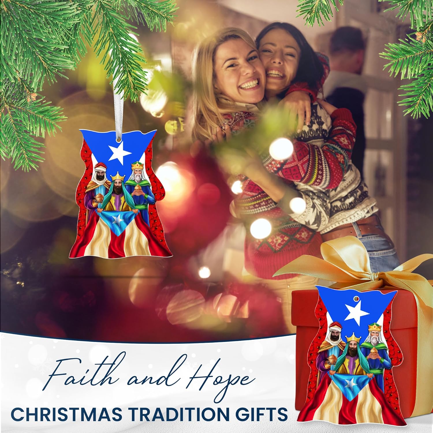 FLAGWIX Puerto Rico Ornament - Three Kings Day Acrylic Hanging Decorations for Home Indoor - Puerto Rico Gifts for Women Men Mom Dad, Friend Housewarming Gifts Ideas - Image 9