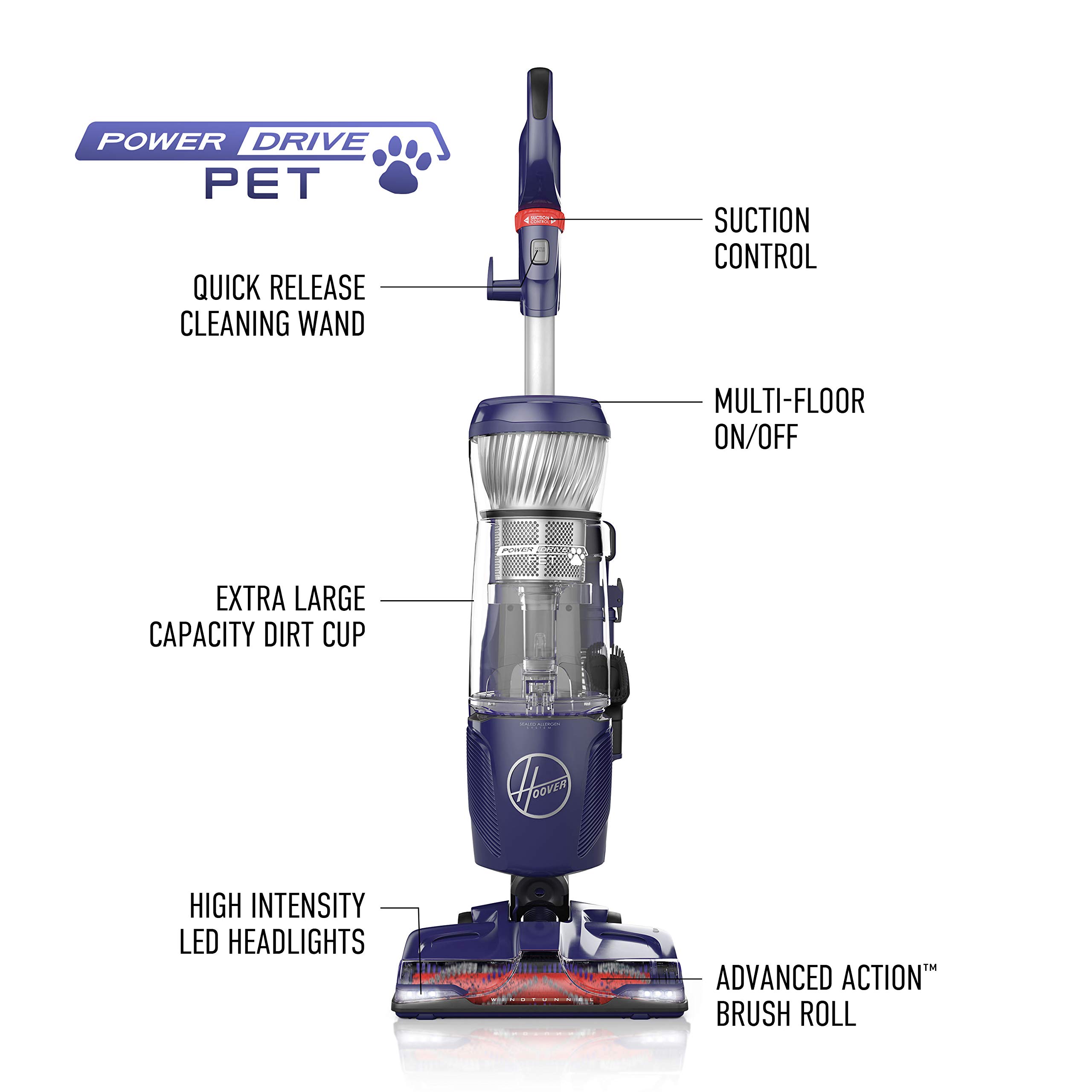 Hoover Power Drive Bagless Multi Floor Upright Vacuum Cleaner with