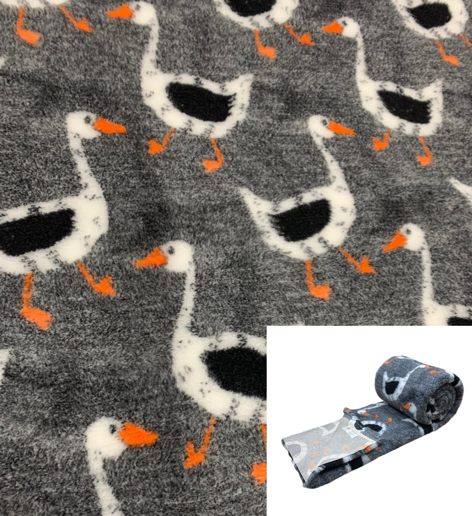 PnH Veterinary Bedding® NON SLIP Vet Bedding Whelping Fleece - Puppy/Dog/Pet Bed - GREY GEESE, ANIMAL DESIGN (200cm x 150cm)
