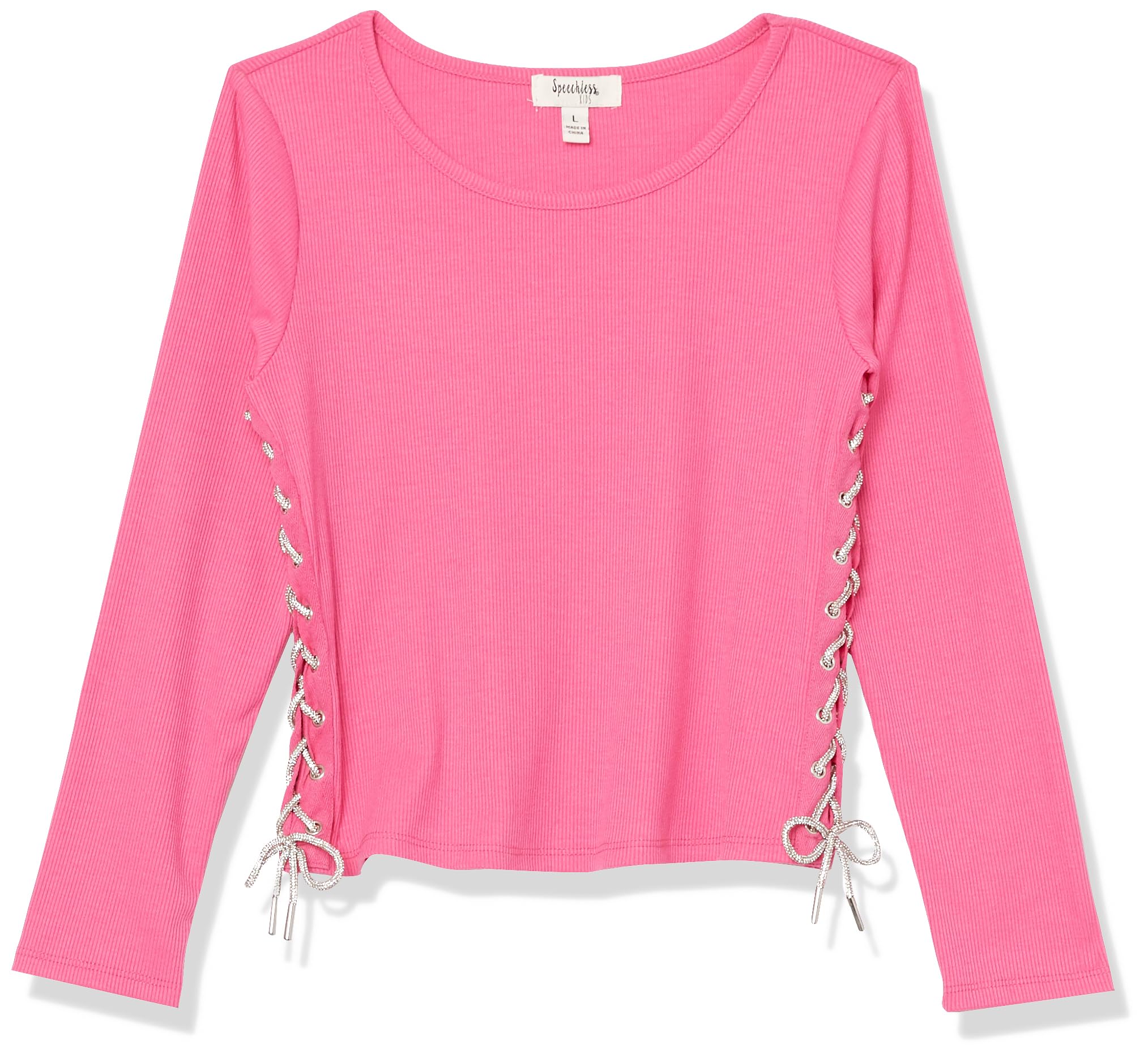 Speechless Girls' Rib Knit Long Sleeve Side Drawstring