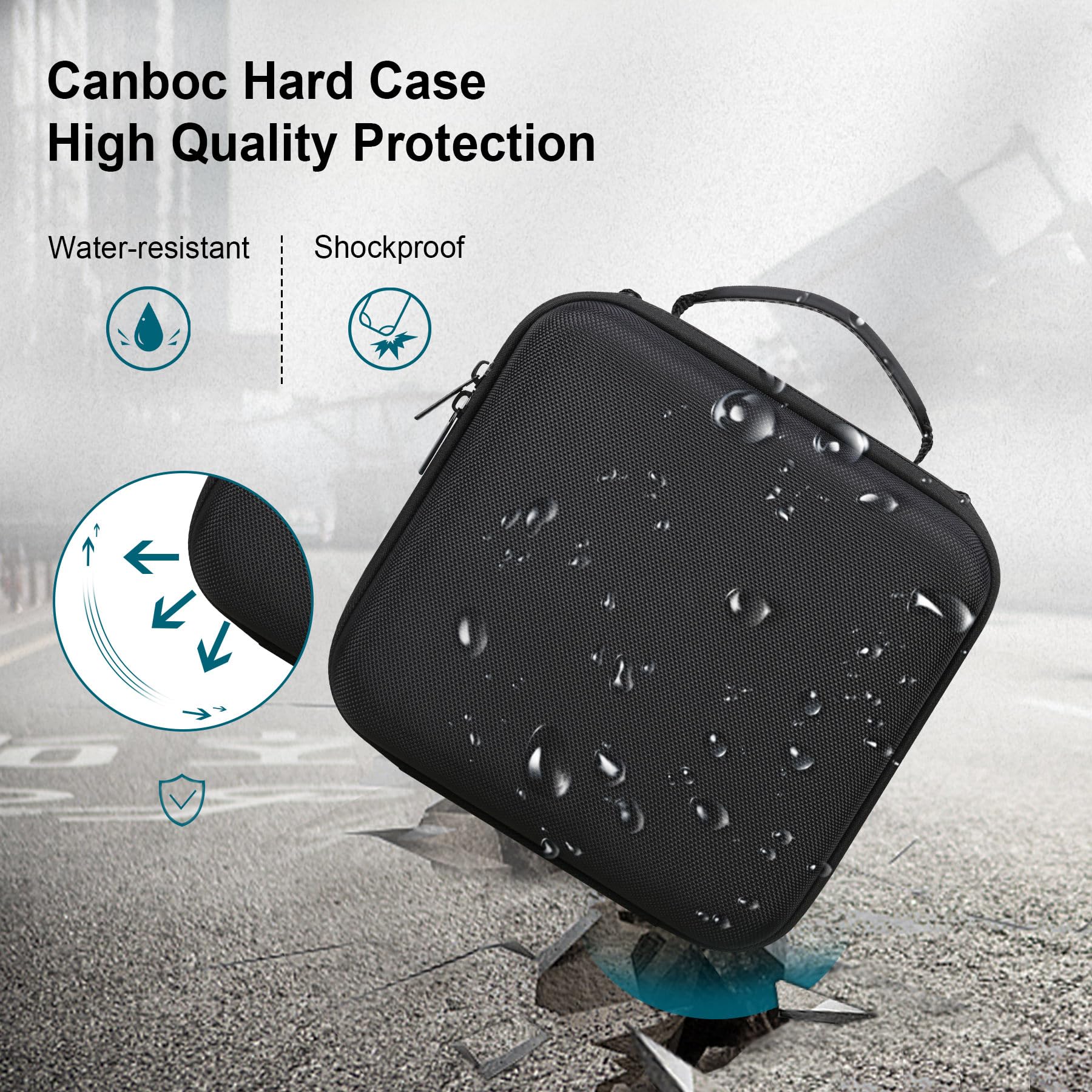 Canboc Custodia fotocamera DSLR Canon EOS Rebel T7/ R50/ R50 V/ R6 Mark II/ R100/ R8/ R7/ R5/ 90D/ 5D Mark IV e obiettivo 18-55 mm, borsa con tracolla e 3 divisori, nera (solo custodia)