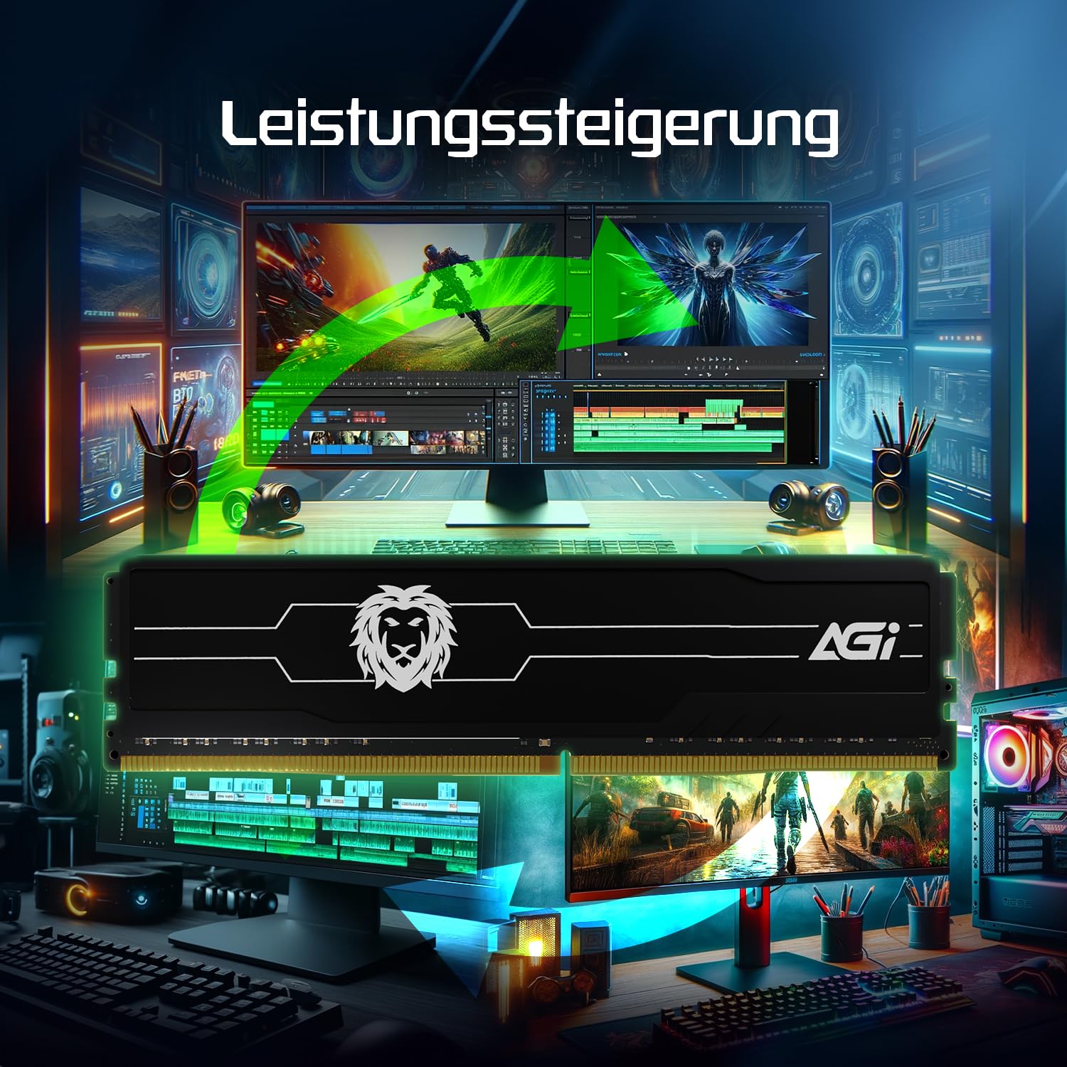 AGI UD138 32GB Kit 2x16GB DDR4 RAM 3200 MHz 260 Pin Arbeitsspeicher PC | Latenz CL22, Non-ECC U-DIMM Speichermodu,. Zuverlaessiges Hardware Upgrade kompatibel mit Desktop-Computern