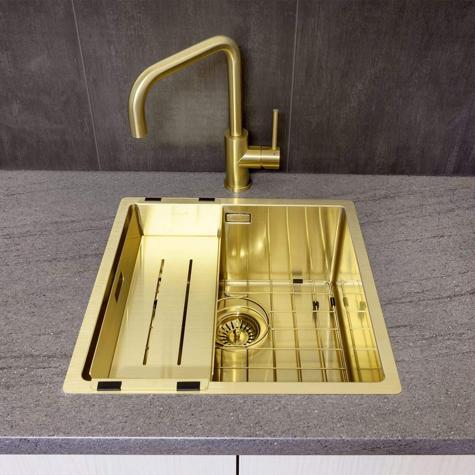 Reginox Küchensieb COLANDER in Gold, Edelstahl mit PVD-Beschichtung, 425 x 152 x 70 mm