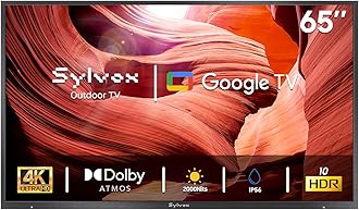 SYLVOX Outdoor TV, 65 inch 2000 Nit High Brightness Smart TVs, 4K Sunlight Readable Display, IP56 Waterproof, Smart TV for Outdoor Households or Commercial Places (Pool Pro 2.0/2024)