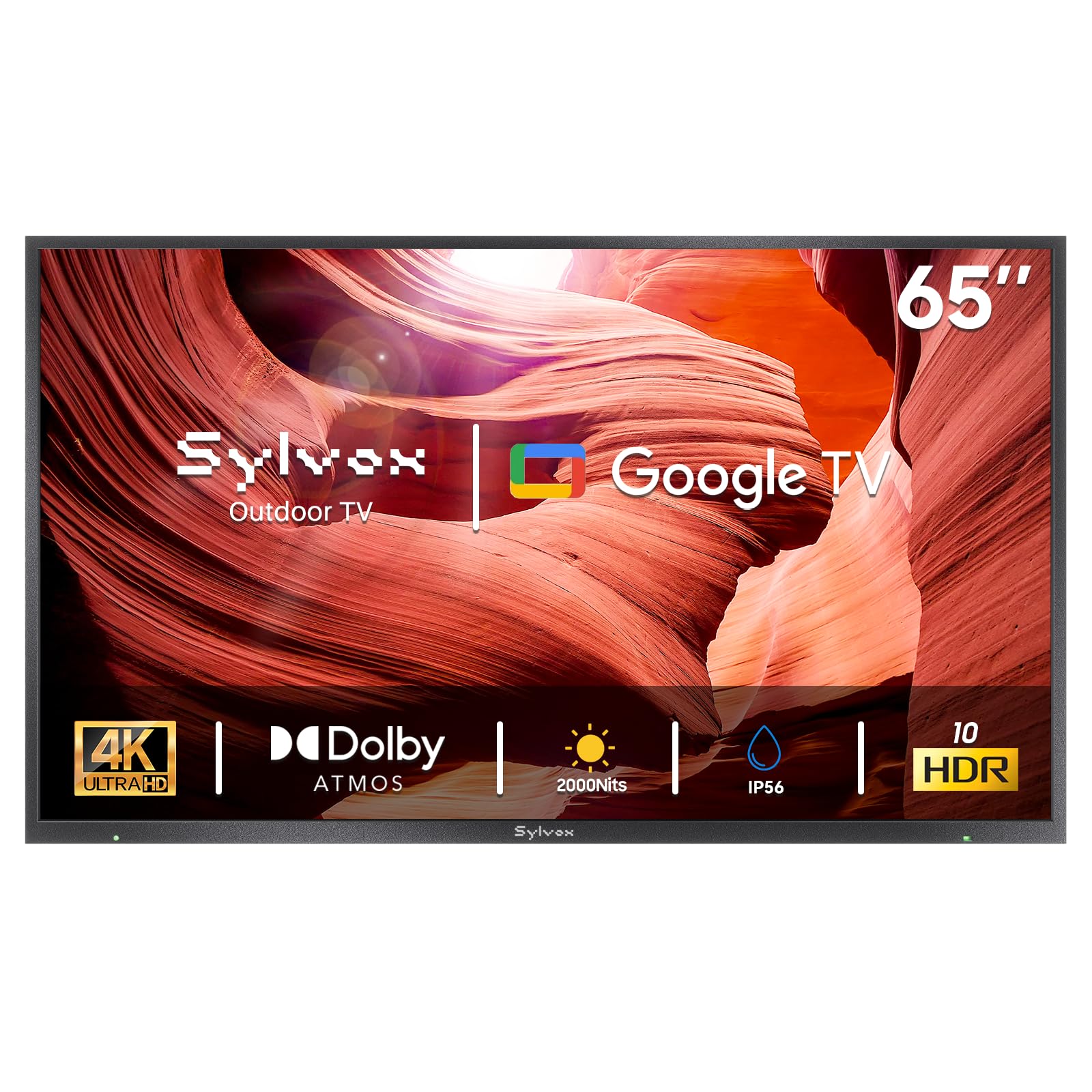 SYLVOX Outdoor TV, 65 inch 2000 Nit High Brightness Smart TVs, 4K Sunlight Readable Display, IP56 Waterproof, Smart TV for Outdoor Households or Commercial Places (Pool Pro 2.0/2024)