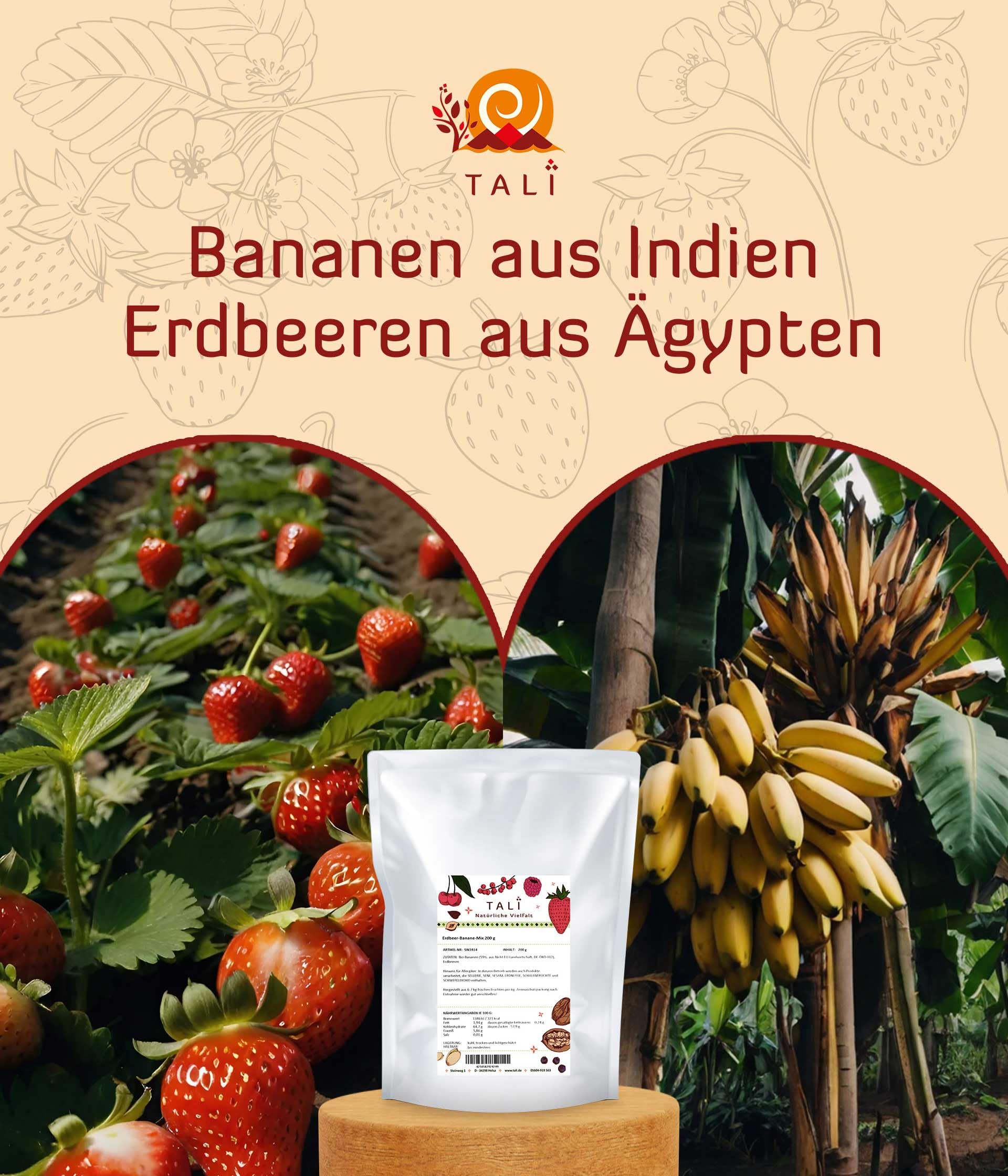 TALI Erdbeer-Banane-Mix 1000 g gefriergetrocknete Früchte