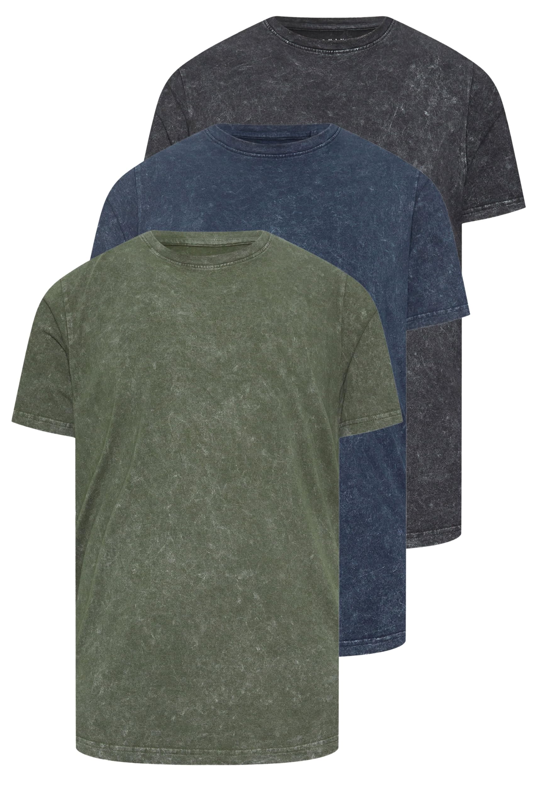 BadRhino 3 Pack Acid Wash T-Shirts Cotton Crew Neck Short Sleeve Mens 4XL Light Khaki