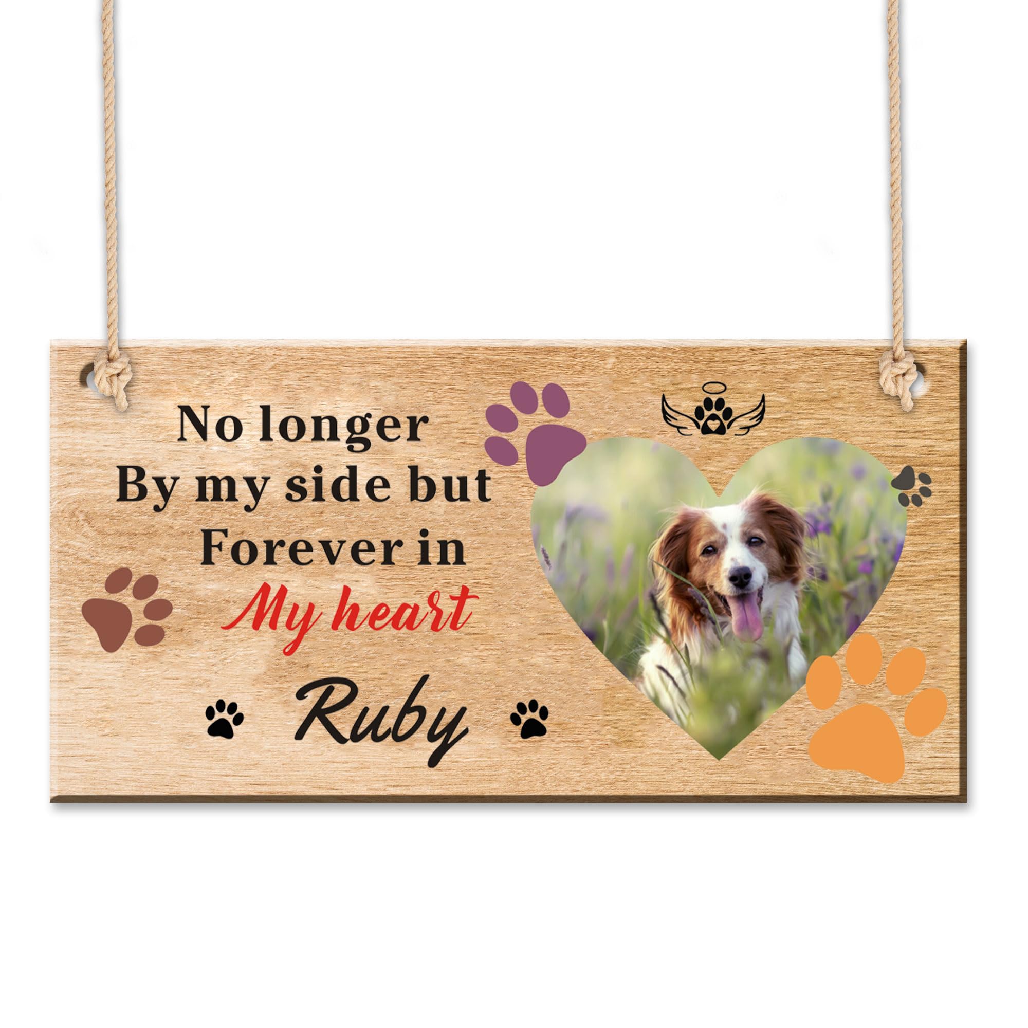 EDSG Personalized Pet Memorial Gifts for Dogs Custom Wooden Memorial Plaques Pet Bereavement Gifts Cat Memorial Signs Gifts for Loss of Puppy Dog Cat Pet Furry Friend Sympathy Gifts(Design 1)