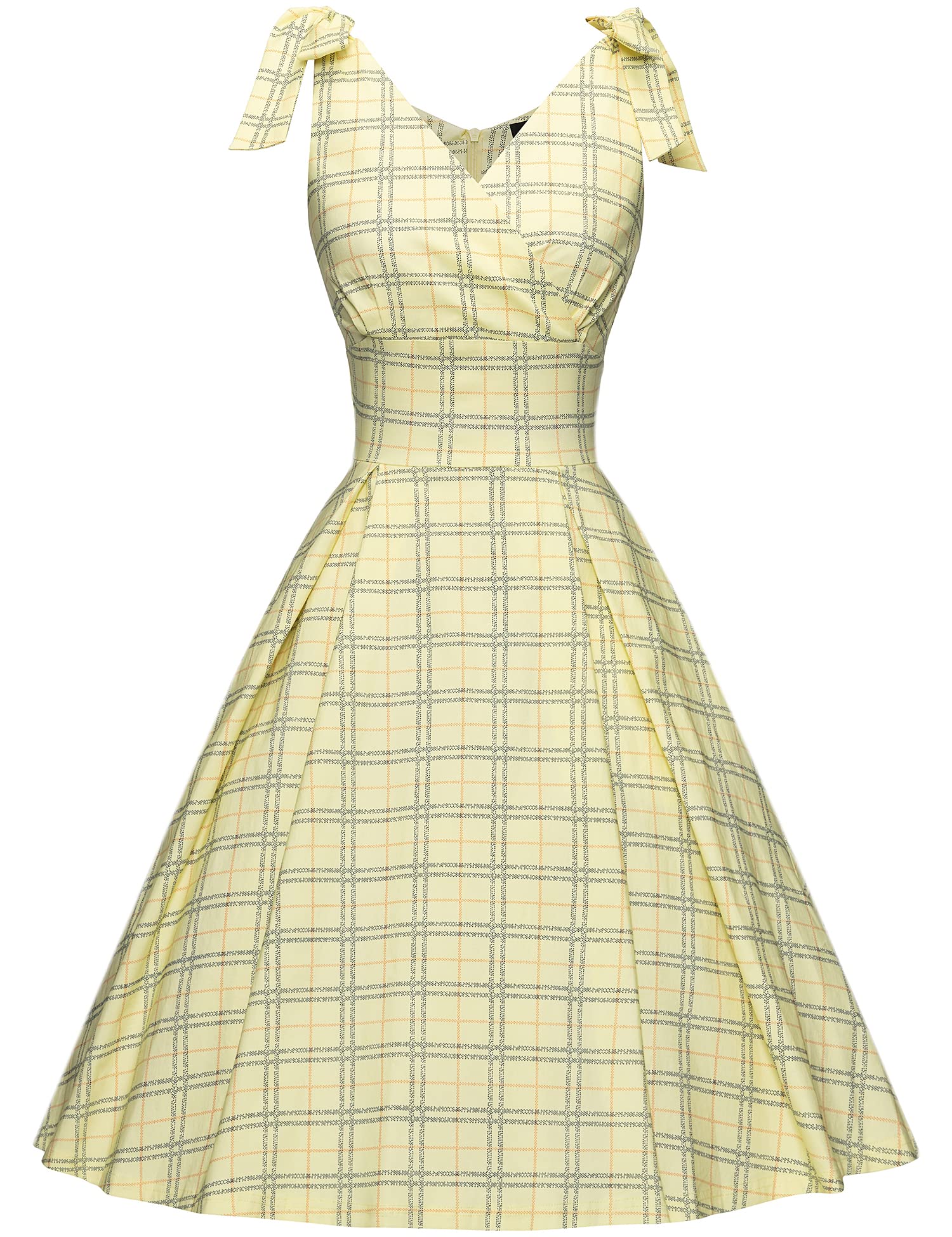 GownTown Women's 1950s V-Neck Adjustable Bowknot Swing Cocktail Dress