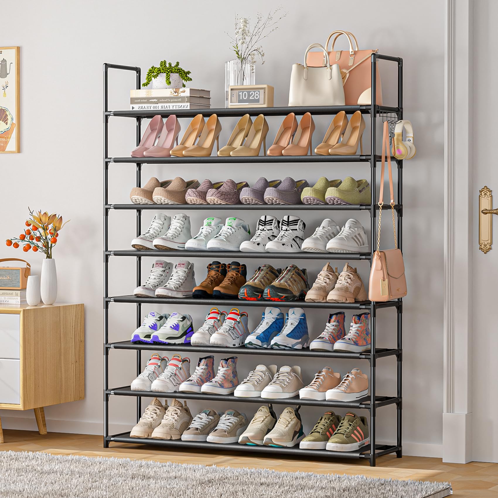 OYREL Scarpiera a 8 ripiani, organizer per scarpe, 32-40 paia, scarpiera per armadio, salvaspazio, scarpiera