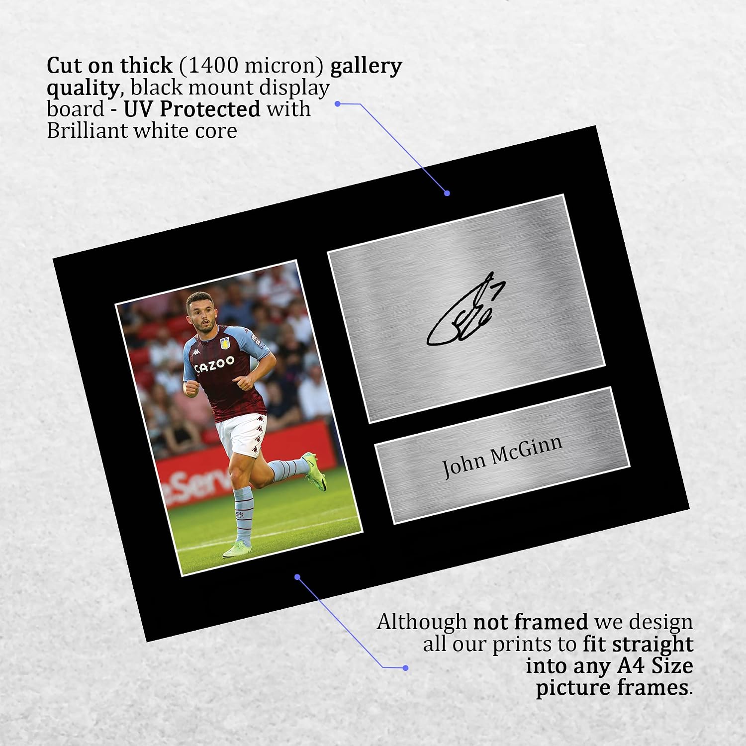 HWC Trading A4 John McGinn Aston Villa Gifts Printed Signed Autograph Picture for Football Fans and Supporters - Image 4