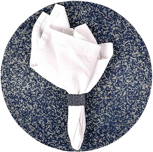 Miniatura 2 de Mantel individual de cuentas hecho a mano, mantel bordado de polvo de estrellas para mesa de comedor en azul y plateado, decoración de mesa costera,