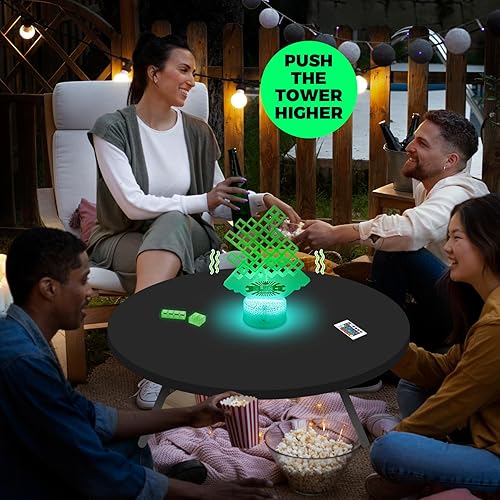 Miniatura 4 de Juego de apilamiento LED que brilla en la oscuridad, juego de torre de equilibrio Tetra con luces que cambian de color, juegos de mesa suspendidos