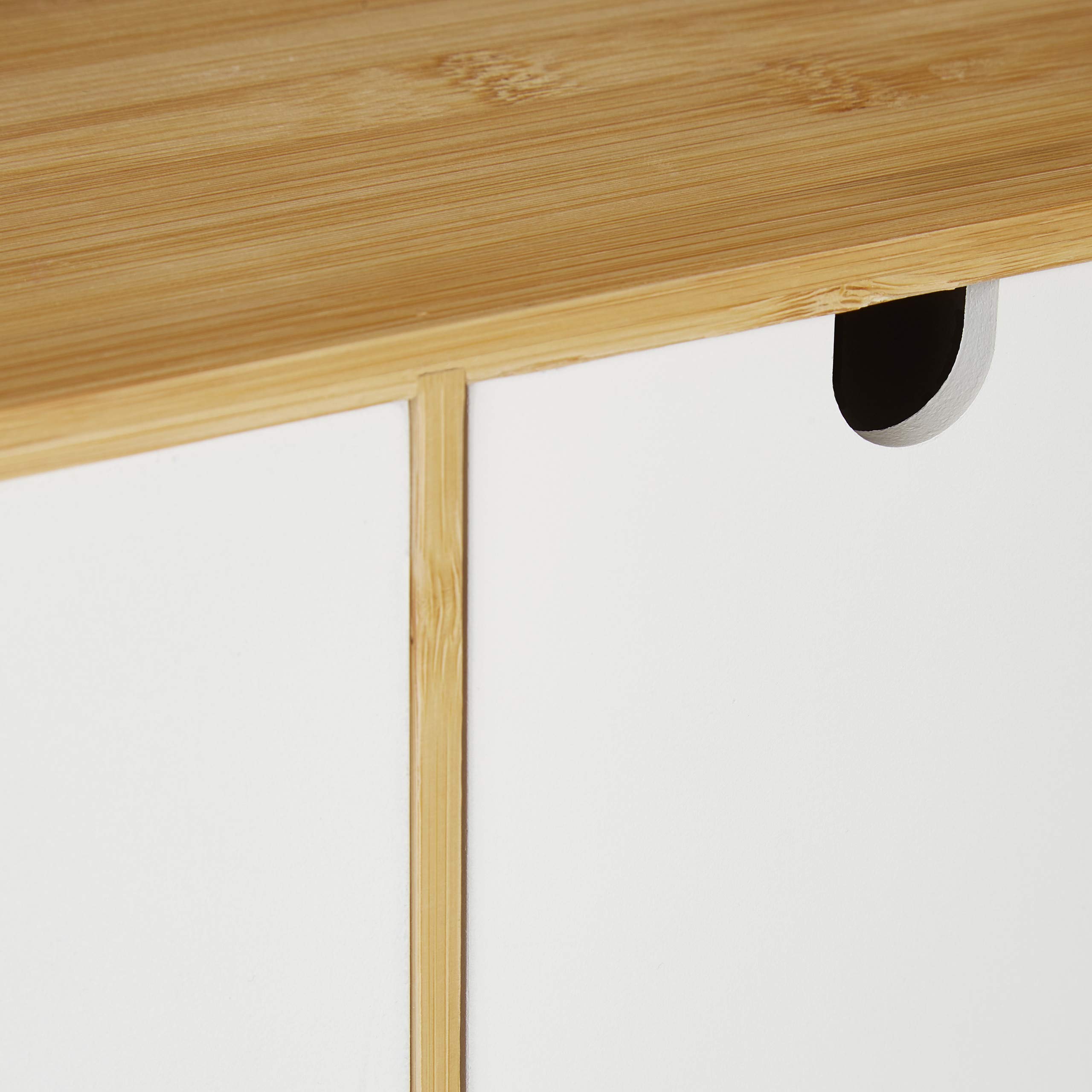 Relaxdays Organiseur de Bureau 2 tiroirs Bambou MDF Rangement 14,5 x 24,5 x 20 cm Blanc