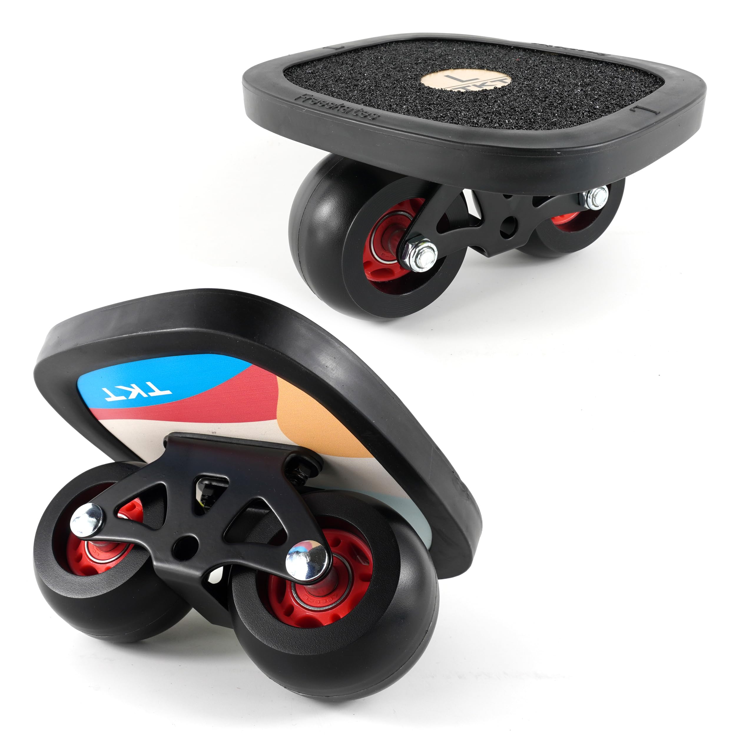 TKT Beginner Portable Roller Road Drift Skates Plate with Cool Maple Deck Anti-Slip Board Split Skateboard?Black?