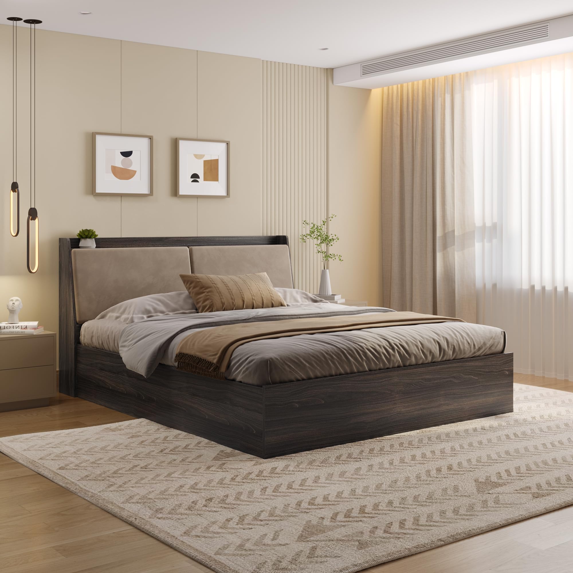 Wakefit Bed | 3 Yr Warranty | King Size Bed, Storage Box & Foam-Cushioned Upholstery Headboard, Density: 680–750 kg/m³,Termite & Borer Resistant, Fits Mattresses Up to 8 Inches (Mars 78 x 72 - WM) discount deal