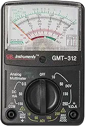 Gardner Bender Multímetro analógico GMT-312, 5 funções/12 faixas, 300V CA/DC, para tensão e corrente CA/DC, resistência, continuidade e pilhas, preto