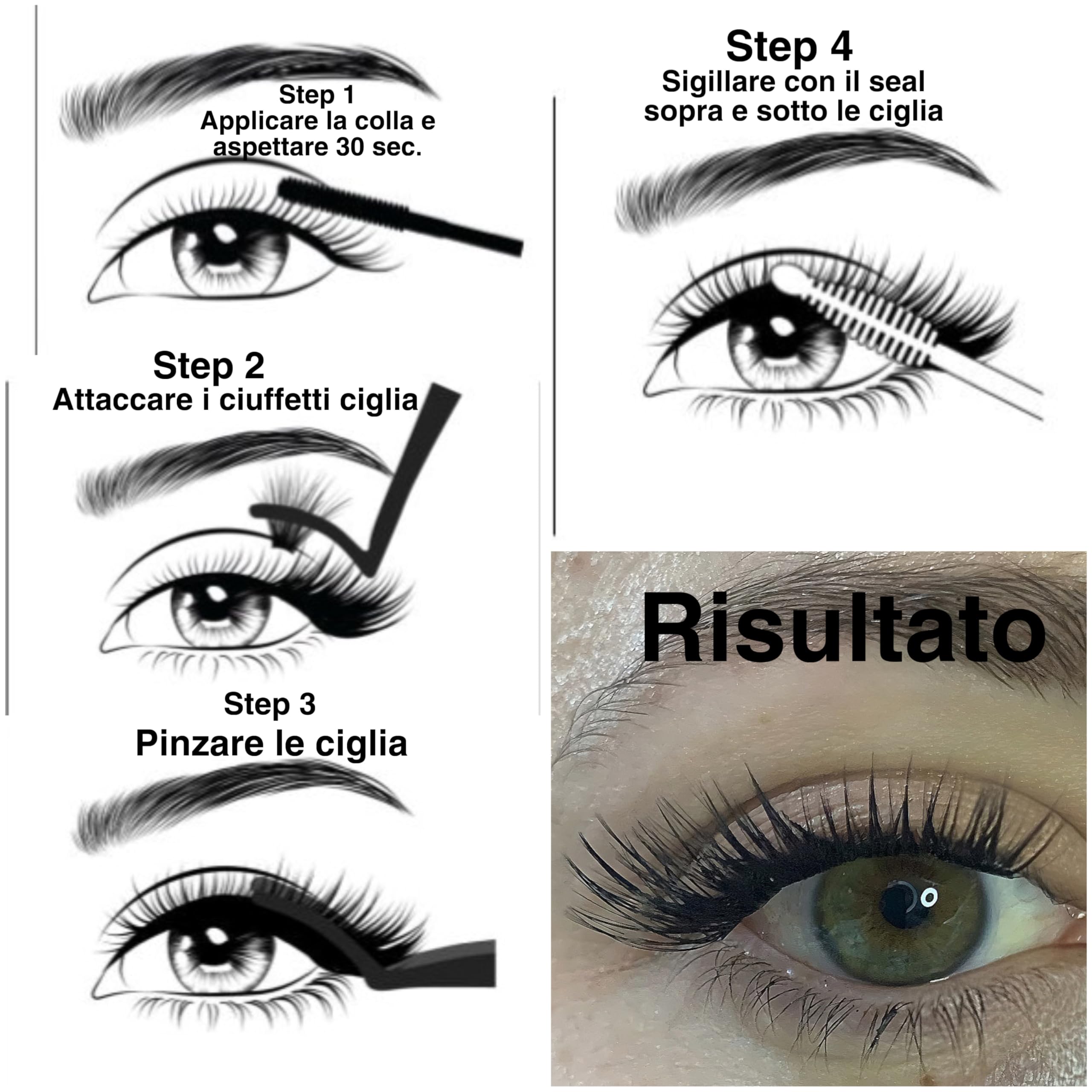 FADA Beauty - Kit Ciglia Extension, Allungamento Set Ciglia Finte Fai Da Te,Completo Con Bond & Seal e Remover Extension Ciglia, Lunga Durata, Waterproof