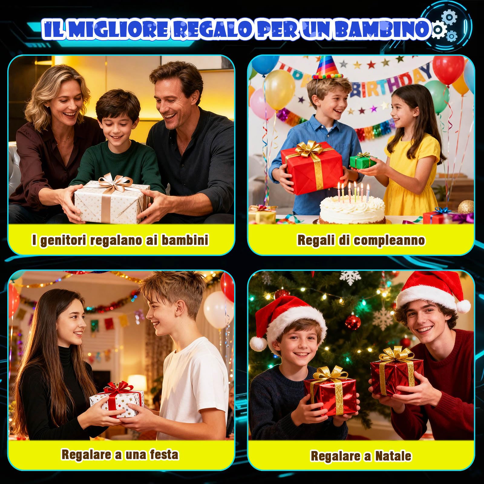 HILKKET Geco Telecomandato Fluorescente al Buio, Giocattolo Che Si Arrampica sulle Pareti, Lucertola Telecomandata Ricaricabile con occhi LED Luminosi, Giochi Bambini, Bambina, Bambino 3+ Anni