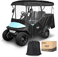 10L0L 4 Passenger Golf Cart Enclosure - 86" Roof Fit, Universal Golf Cart Cover for Yamaha Club Car EZGO,Waterproof 600D Rain Cover,Transparent Tail Light Panel,Foldable Door,4-Sided Clear Windows