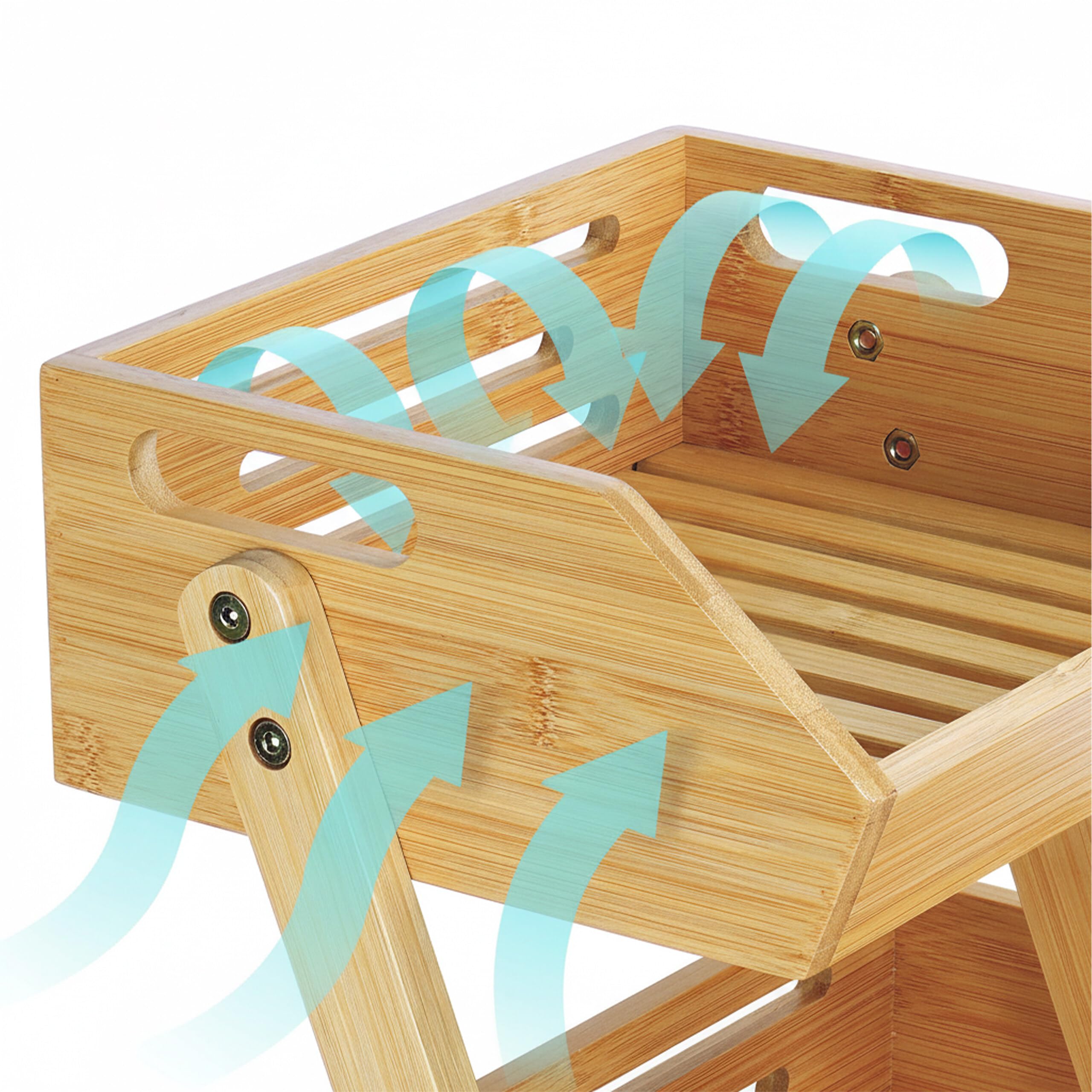 Relaxdays Etagere de bambú para fruta, 2 niveles, 26,5 x 30 x 25 cm, bandeja para frutas, verduras y repostería.