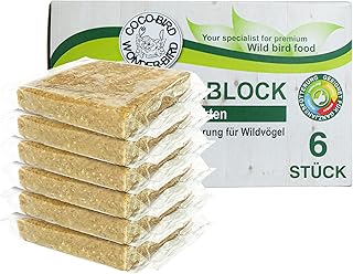 Energieblock Vogelfutter Wildvögel Ganzjährig – mit proteinreichen Insekten– Fettfutter für Wildvögel und Eichhörnchen, Fettblock mit Mehlwürmern – Wildvogelfutter, 6 x 300g product image