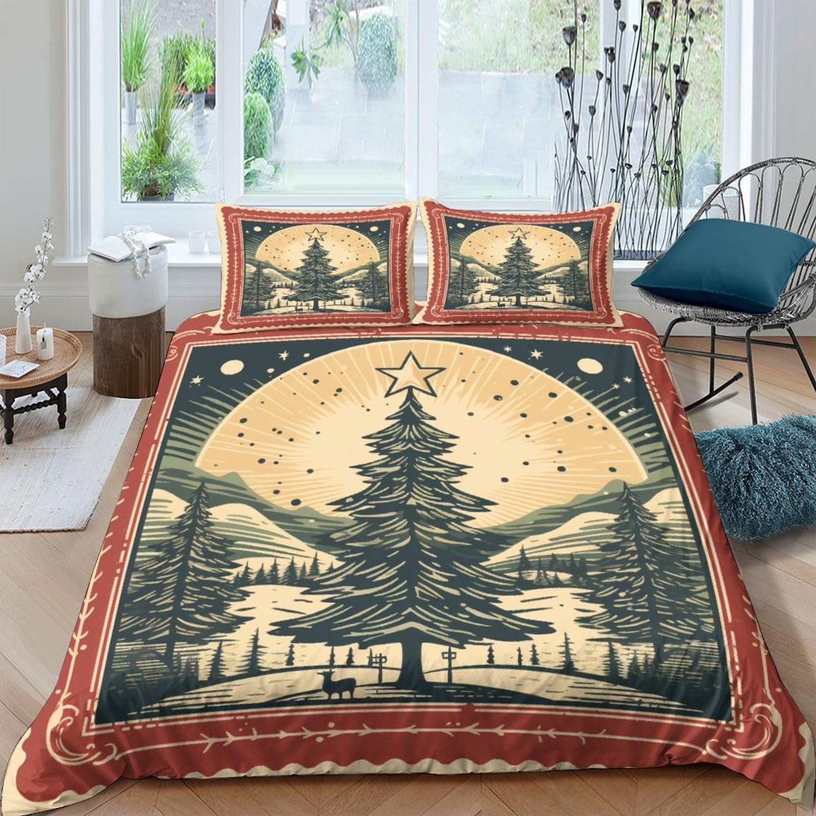 Housse de couette Noël 3D 220x240cm, la parure de lit idéale à offrir pour les fêtes