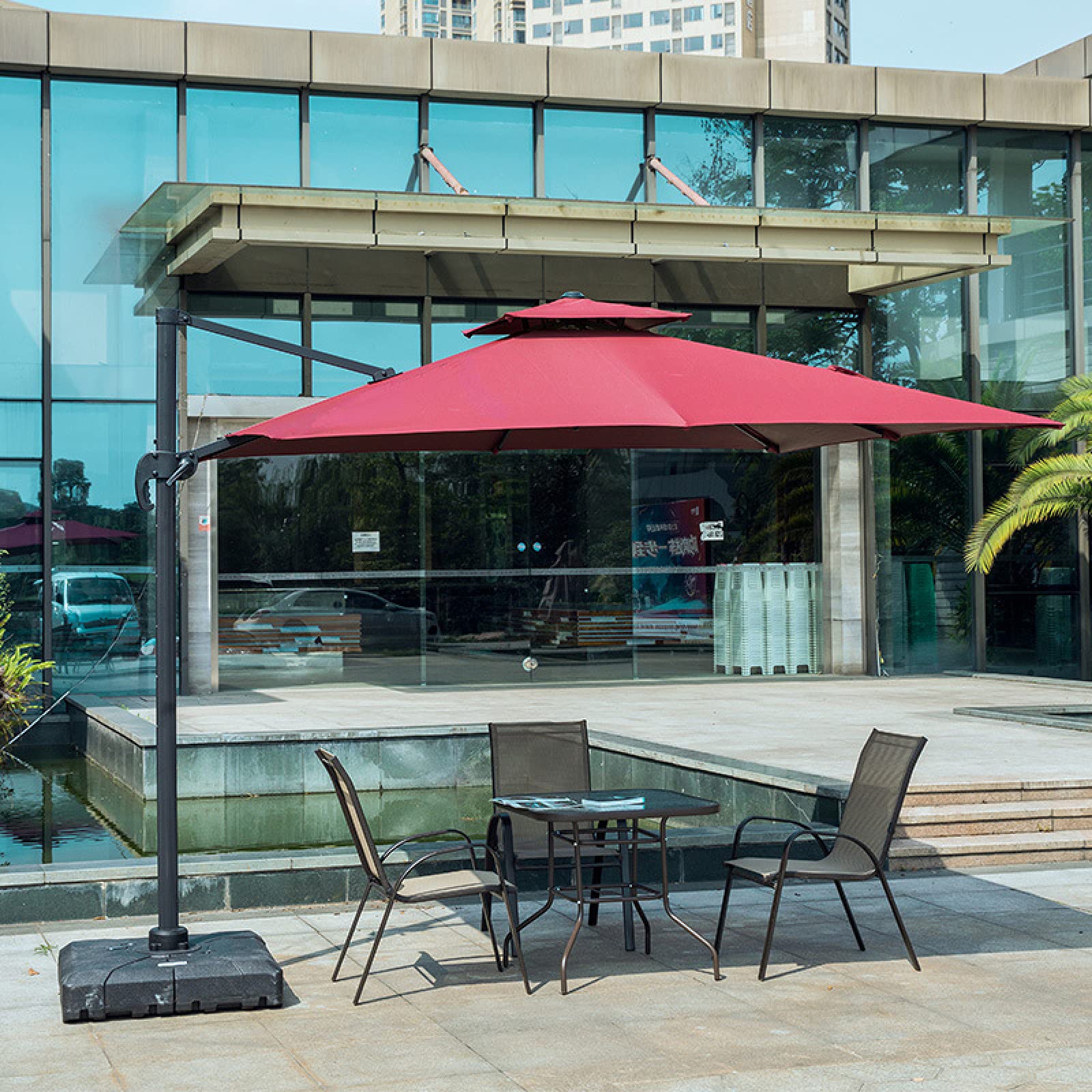 WDSOPK Outdoor Umbrella,Patio Umbrella Outdoor Table Umbrella,Backyard Patio Umbrella,Hanging Market Garden Umbrellas,for Backyard, Poolside,Red-2.5 * 2.5m(Red-2.5 * 2.5m)
