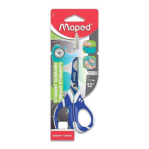 Maped - Tijeras Zenoa Fit Soft Grip Student de 7 pulgadas - Cómodas - A la moda