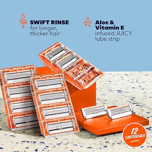 Vista 2 de Dollar Shave Club 4 repuestos de maquinilla de afeitar (paquete de 12) Cuchillas de enjuague Swift para cabello más largo y grueso