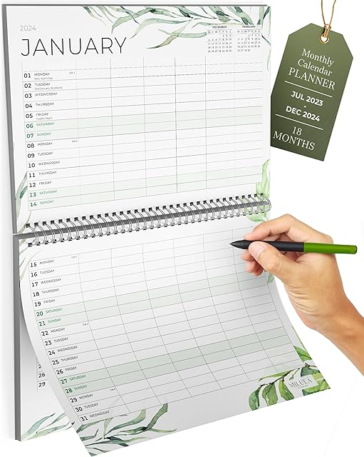 Family Calendar 2023/24 - Family Wall Calendar - July 2023 to December 2024 with 6 Columns - Monthly Hanging Calendar in A4 Landscape Format - Premium Annual Calendar for Easy and Efficient Planning