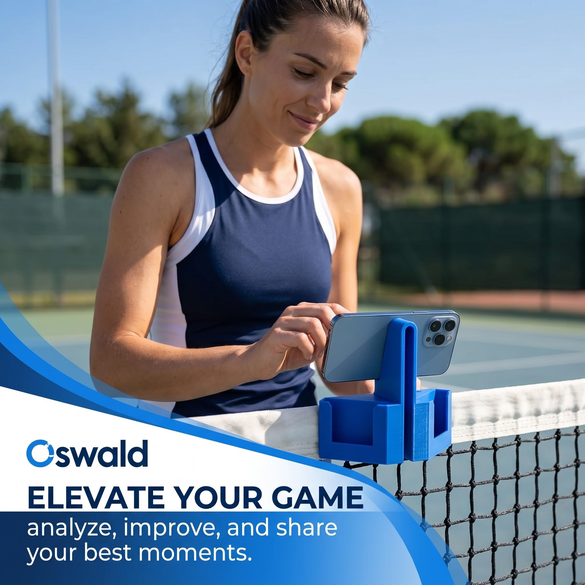 Support Imprimé 3D Pour Filet Tennis, Support Stable Pour Smartphone Et Caméra, Idéal Pour Filmer Matchs, Entraînements Et Live Streaming, Bleu